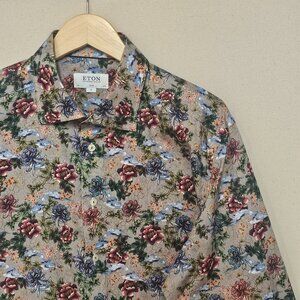 Eton Floral Print Button Down Slim XL 17.5  44